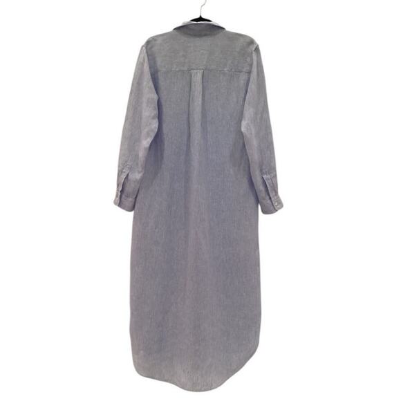 Frank & Eileen Rory Maxi Shirtdress Italian Lived In Linen Blue Striped Size XS - Picture 11 of 15